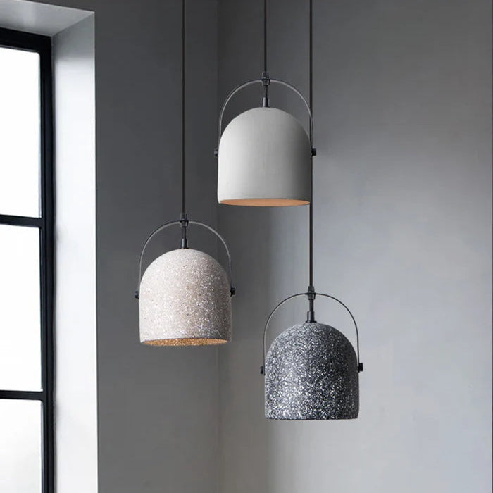 Suspension cloche ciment terrazzo design industriel
