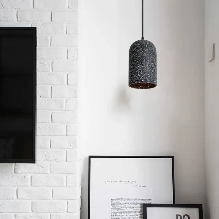 Suspension cloche allongée terrazzo industriel