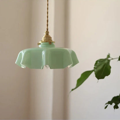 Suspension en verre et cuivre voile design vintage