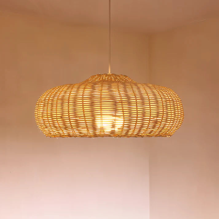 Suspension rotin design champignon vintage