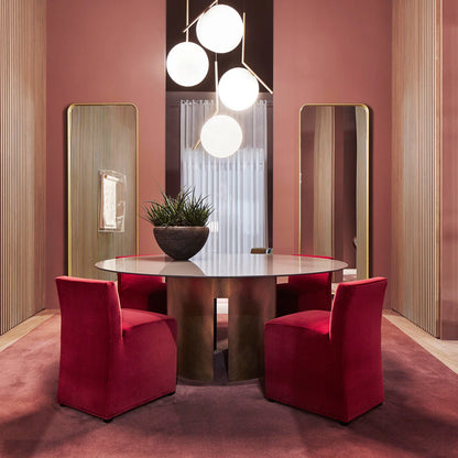 Suspension moderne boule lumineuse tige pliée en laiton