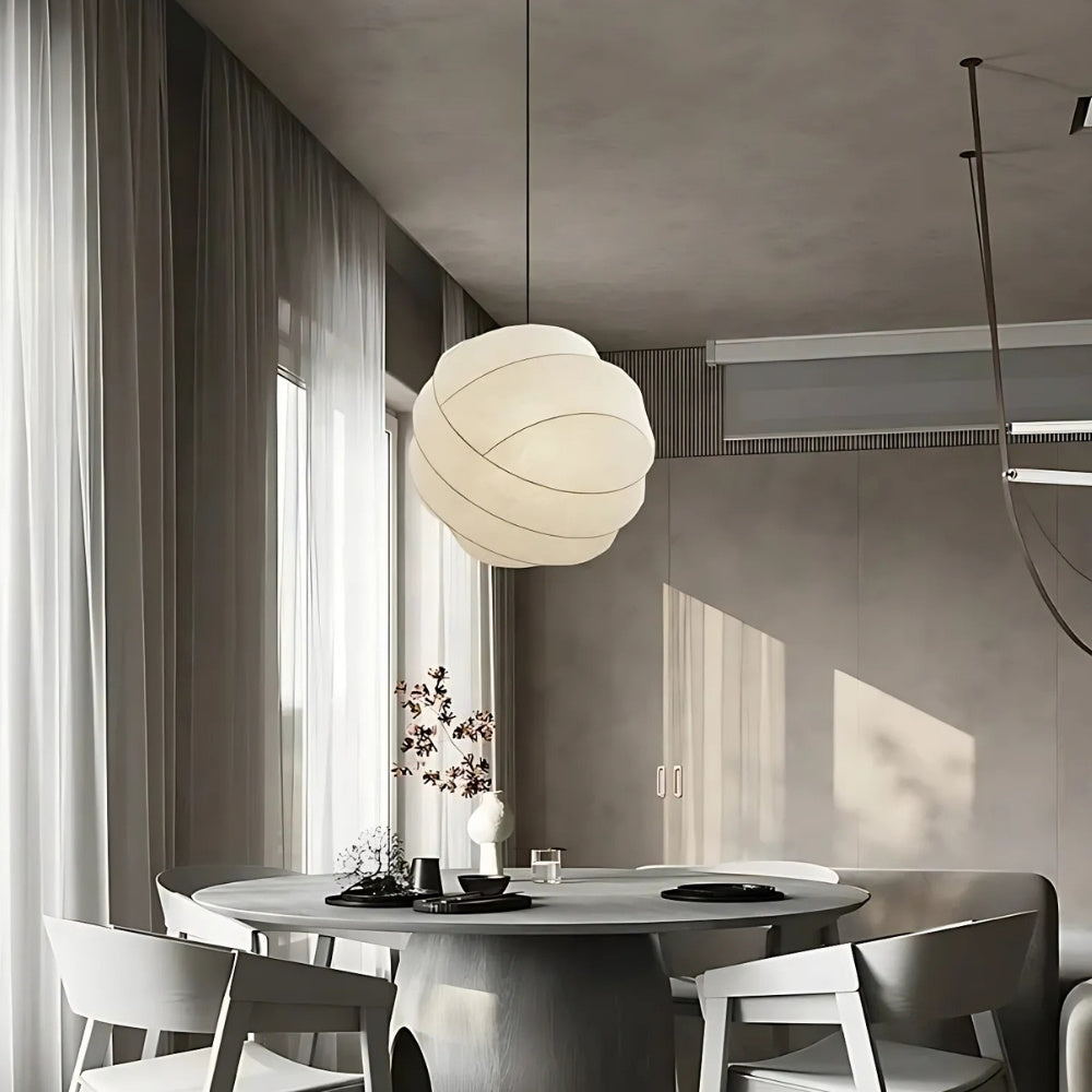 Suspension sphérique en tissu soie design vintage