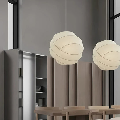 Suspension sphérique en tissu soie design vintage