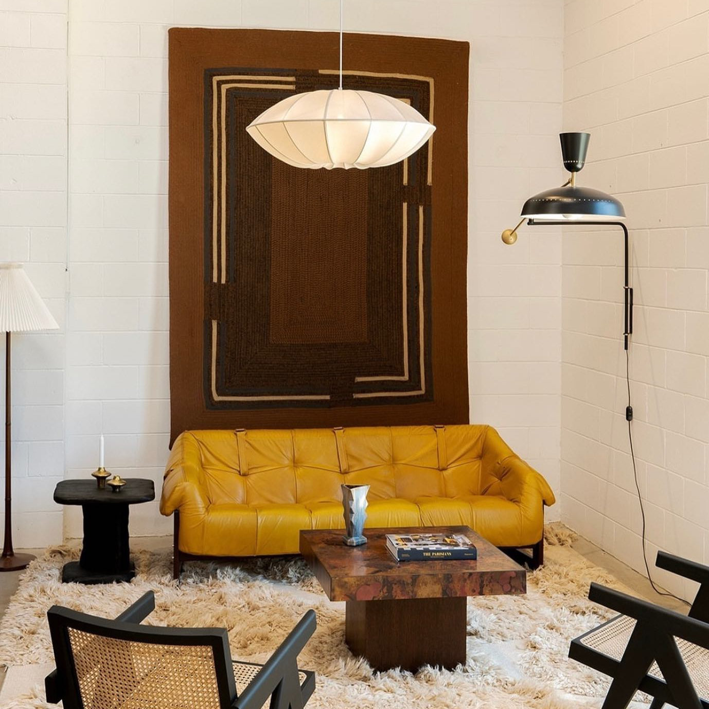 Suspension tissu globe plat design vintage