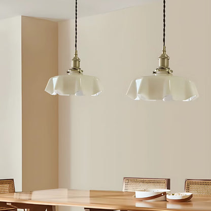 Suspension en verre et cuivre voile design vintage