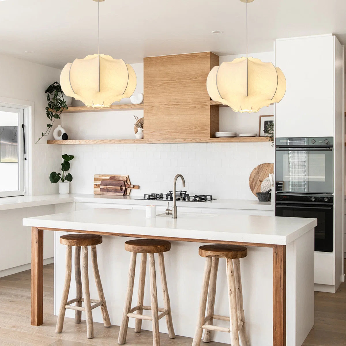 Suspension en tissu de soie forme abstraite design moderne