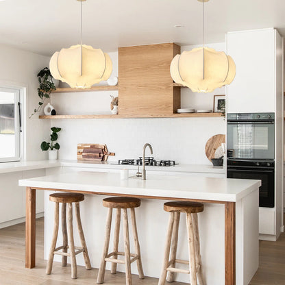 Suspension en tissu de soie forme abstraite design moderne