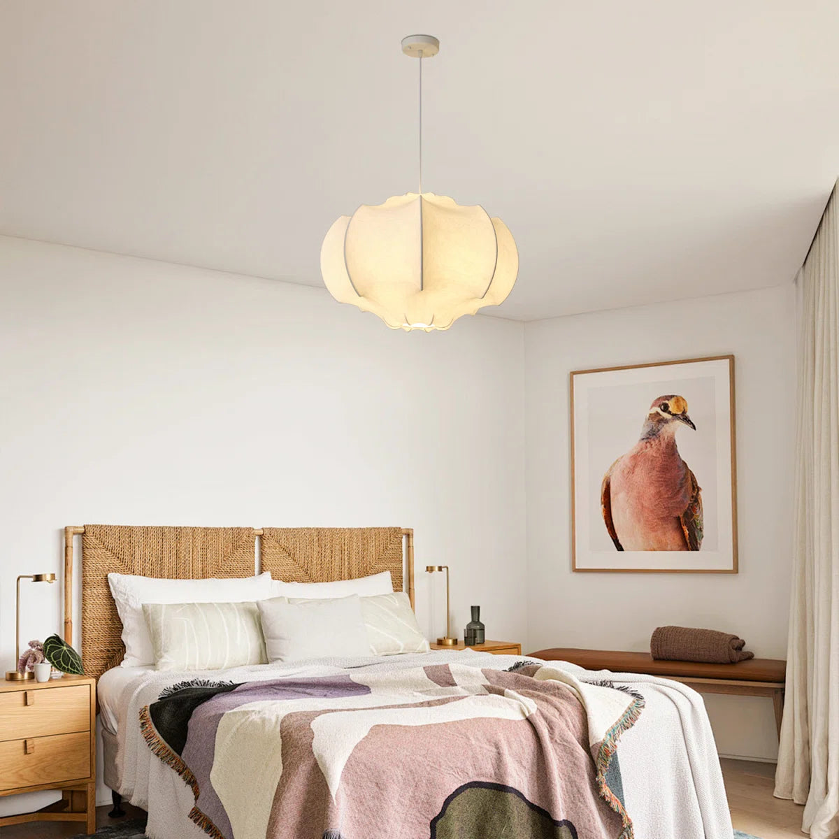 Suspension en tissu de soie forme abstraite design moderne