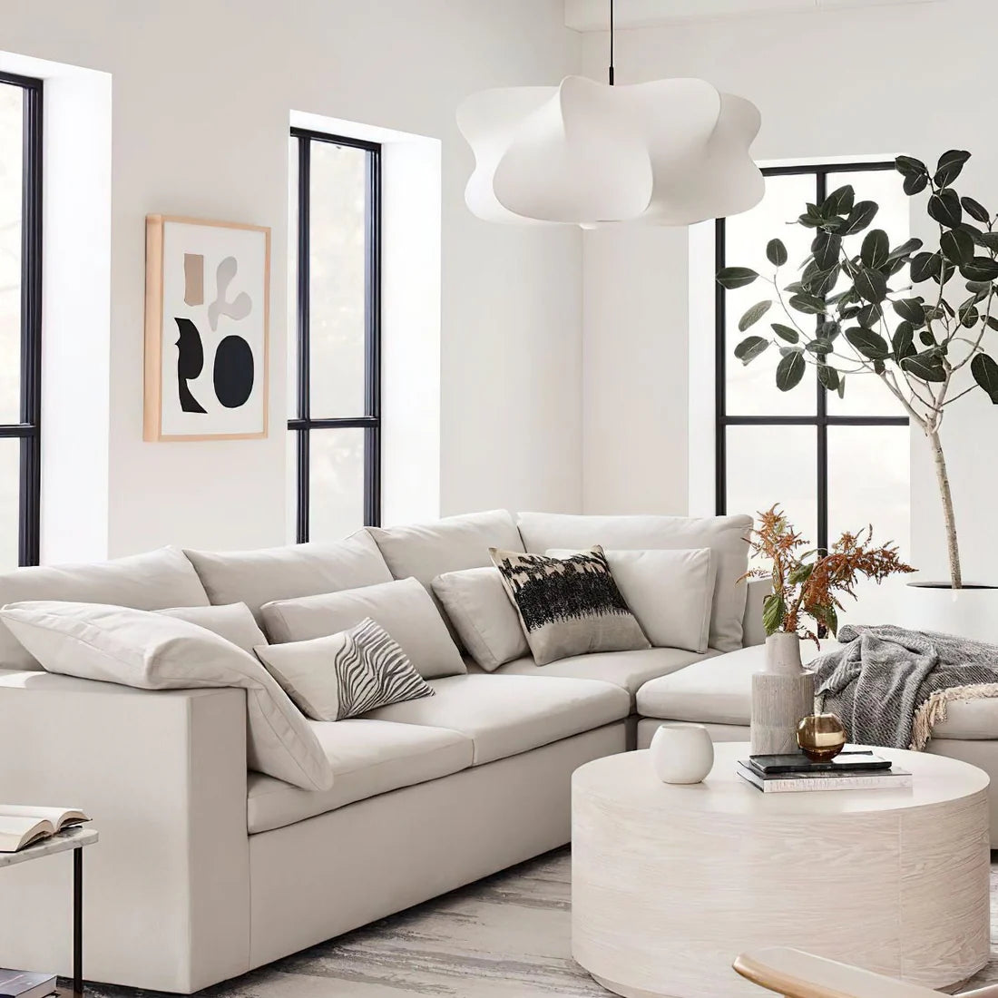 Suspension Nuage Élégante en Tissu de Soie Moderne