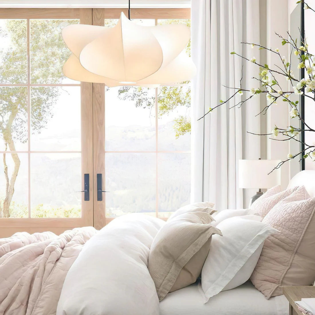 Suspension Nuage Élégante en Tissu de Soie Moderne