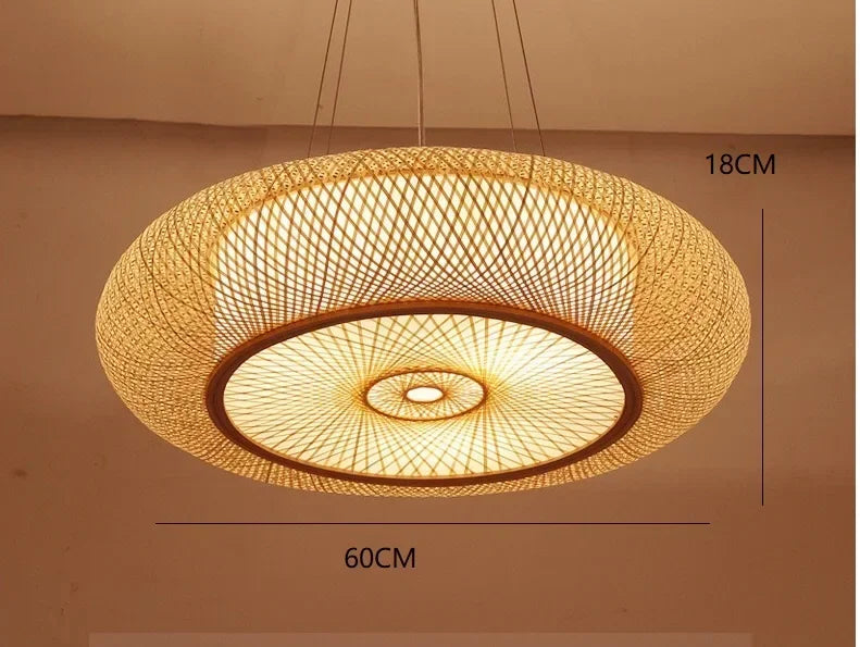 Suspension rotin et bambou ajourée plate design moderne 1.1