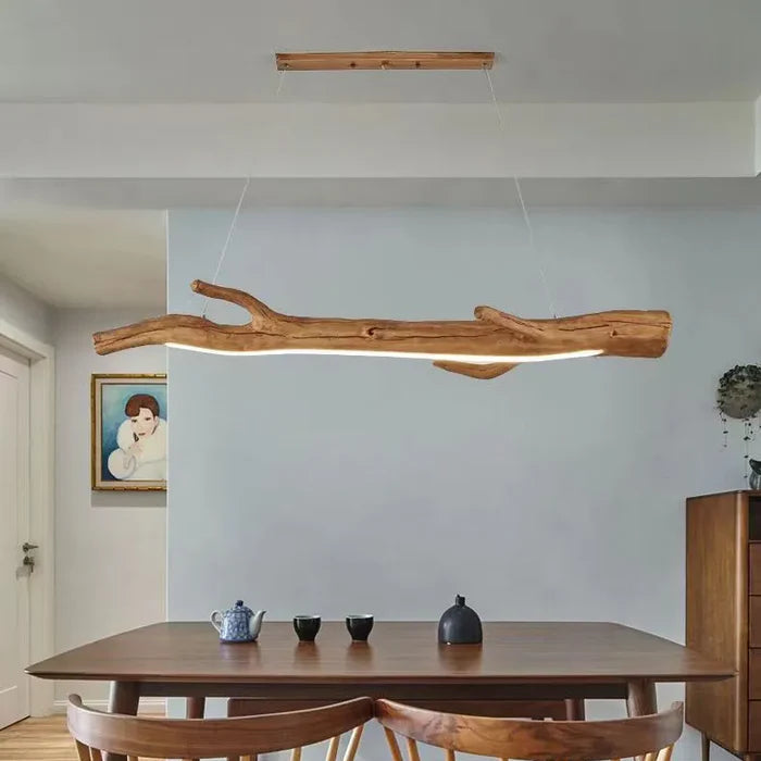 Suspension bois branche design bohème