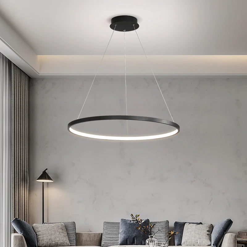 Suspension métal anneau design moderne