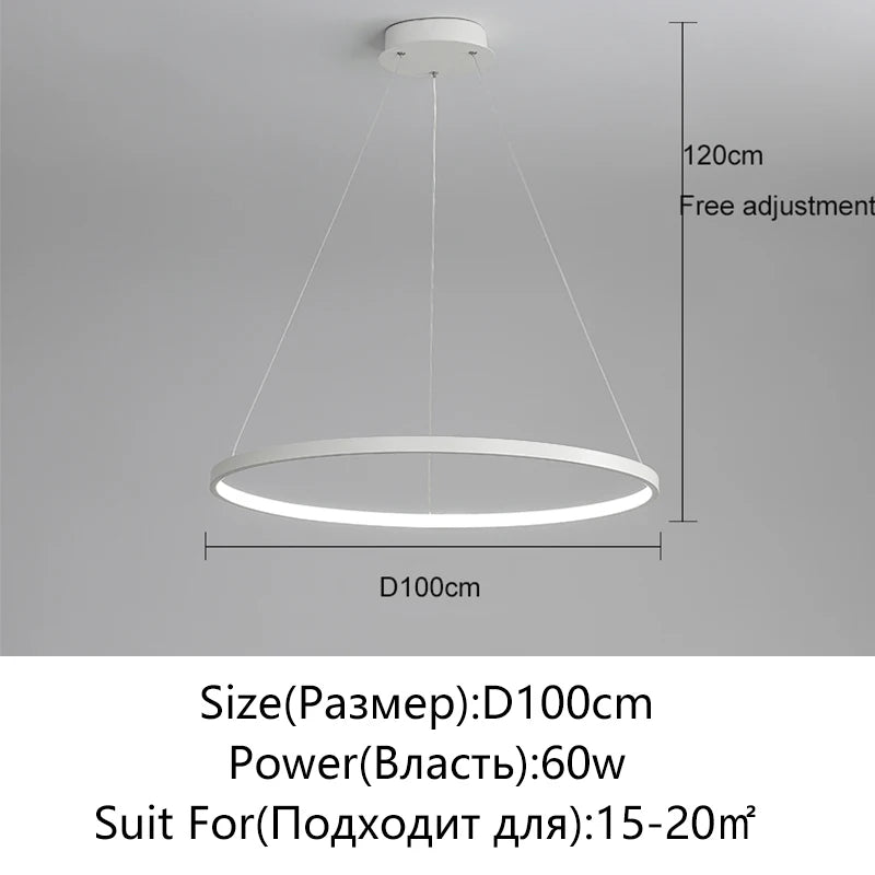 Suspension métal anneau design moderne
