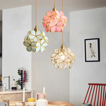 Suspension Globe de Fleurs en Verre Design Vintage
