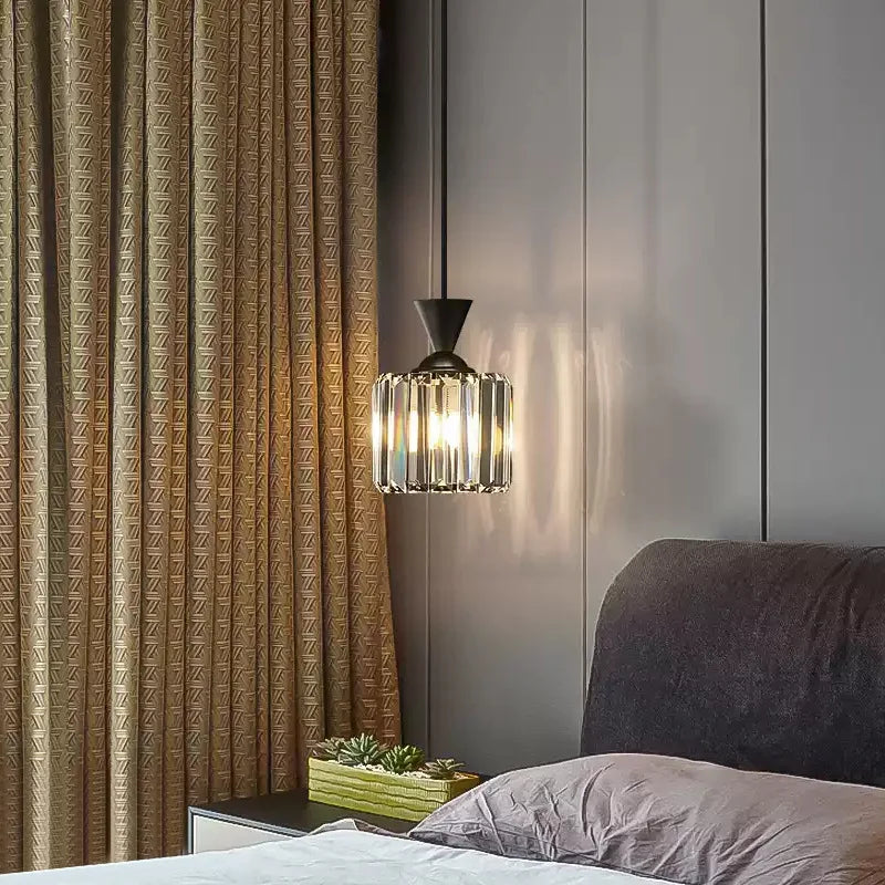 Suspension rainurée cristal art déco carré