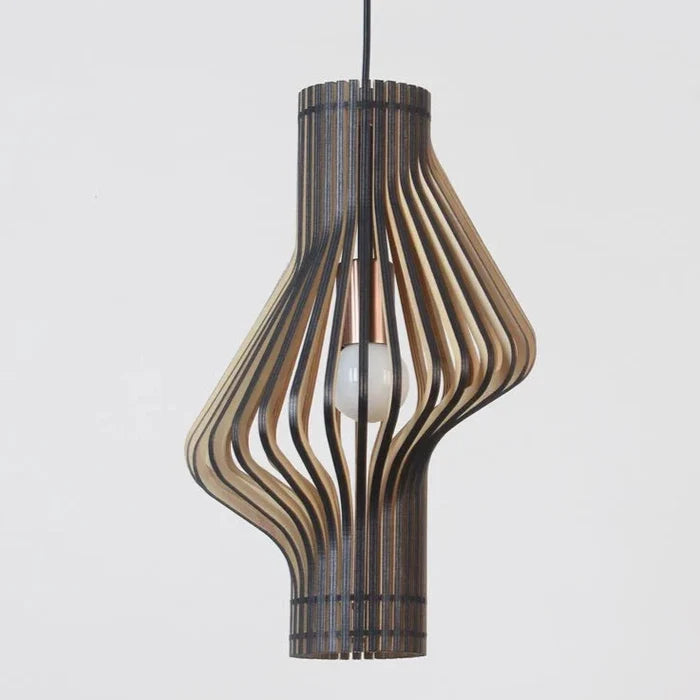 Suspension bois cylindre déstructuré design moderne