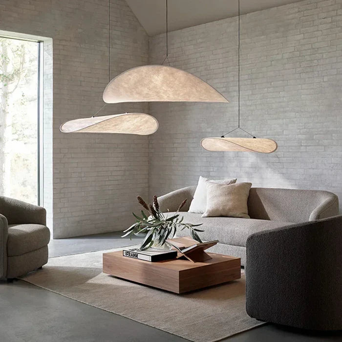 Suspension moderne vague en tissu blanc 5