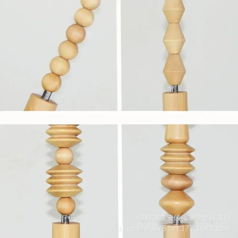 Suspension bois scandinave perles formes géométriques