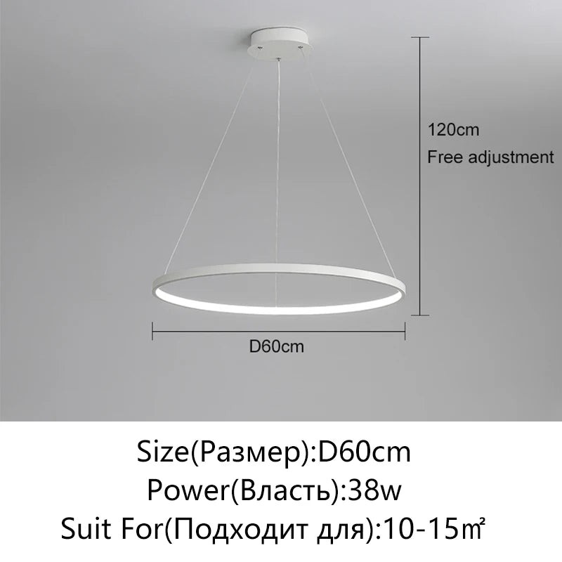 Suspension métal anneau design moderne
