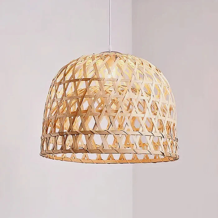 Suspension bambou tressé arrondie design scandinave