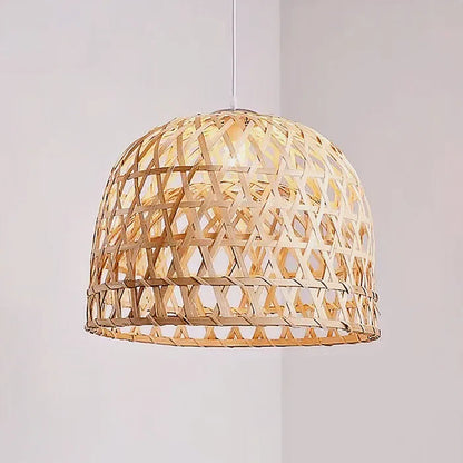 Suspension bambou tressé arrondie design scandinave