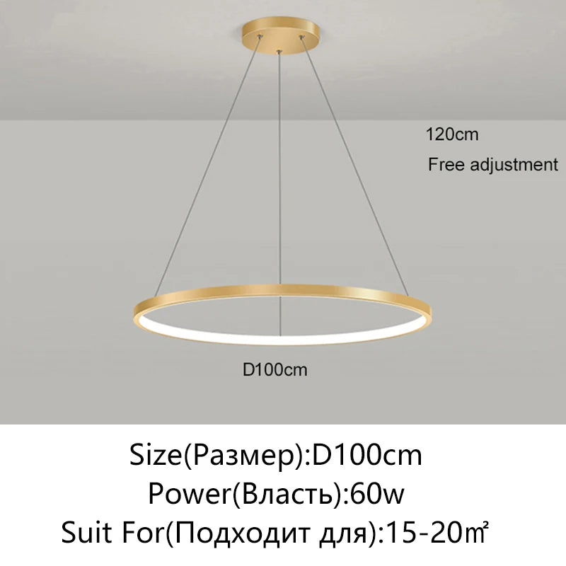 Suspension métal anneau design moderne