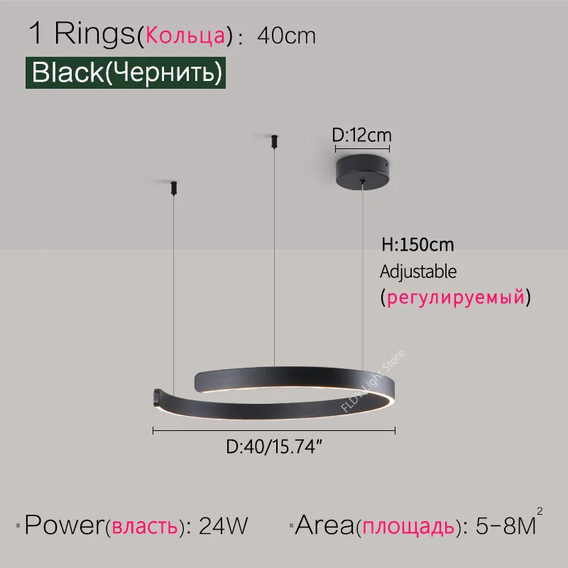 Suspension métal anneau ouvert design moderne