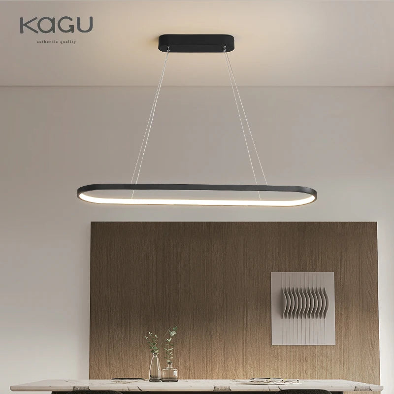 Suspension métal anneau ovale design moderne