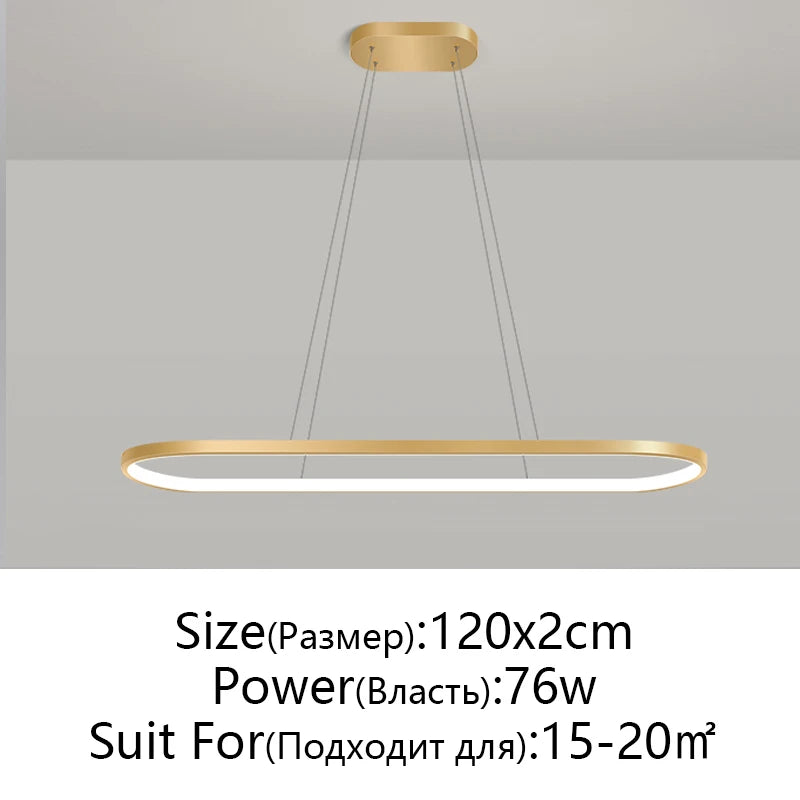 Suspension métal anneau ovale design moderne