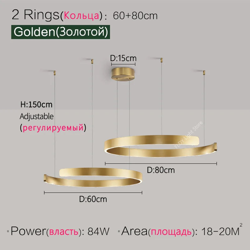 Suspension métal anneau ouvert design moderne