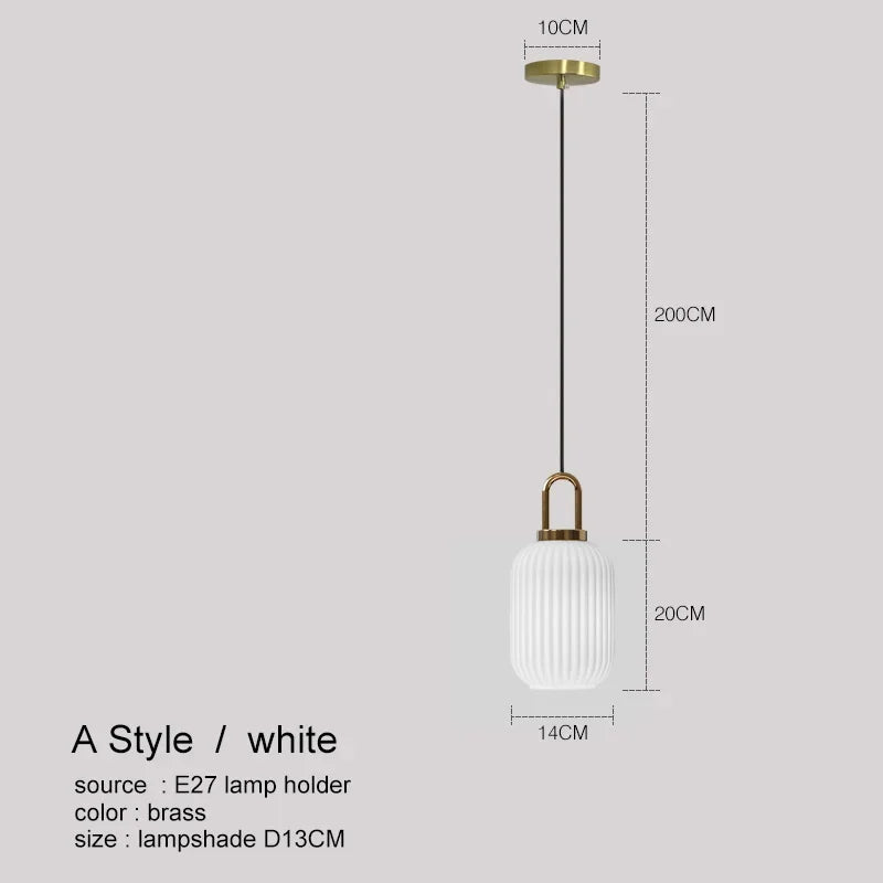 Suspension art déco en verre cannelé design cylindrique