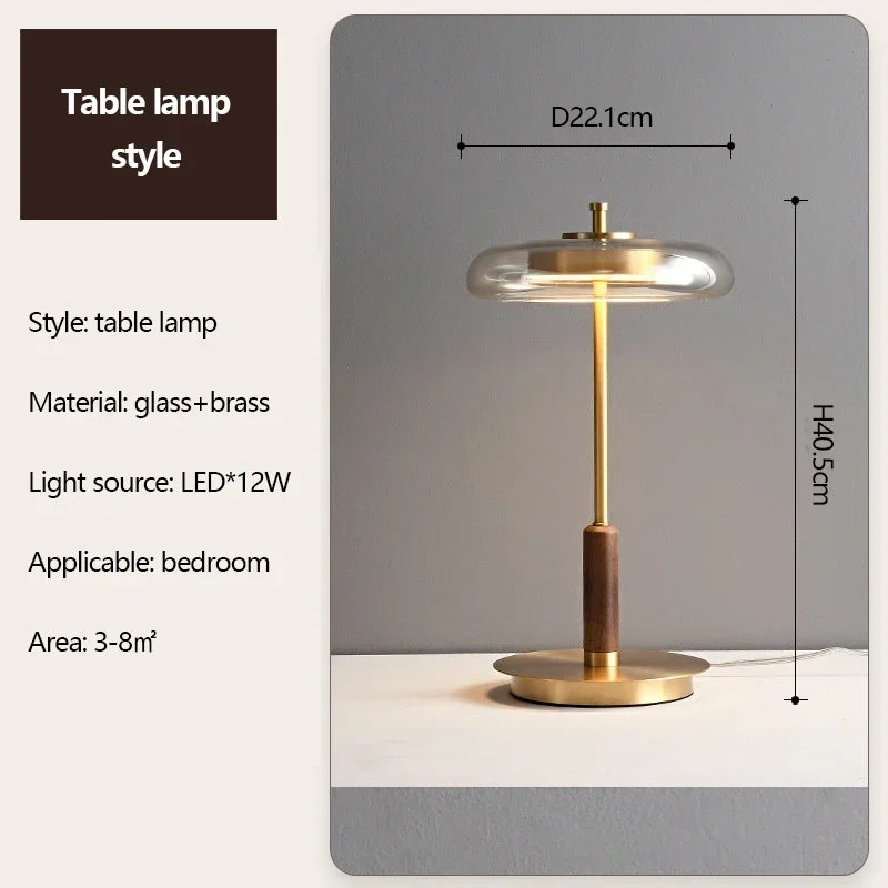 Suspension plate led vintage doré verre bois