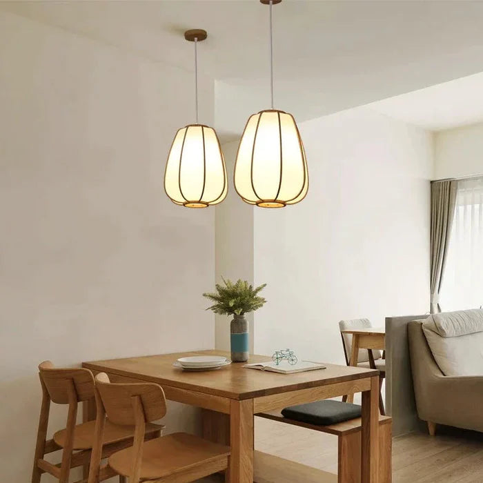 Suspension bambou allongée moderne design japonais