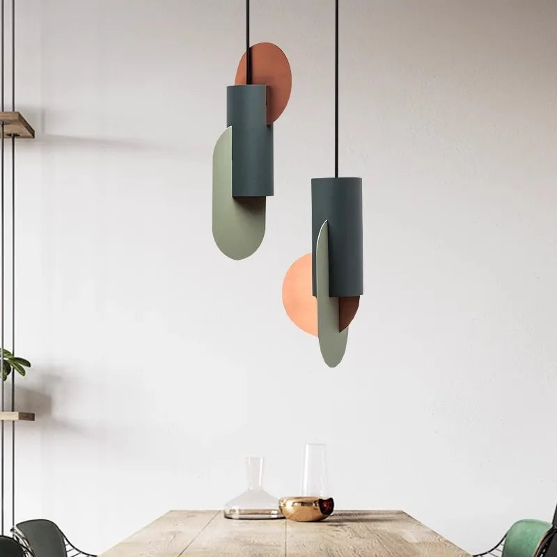 Suspension métal formes géométriques design scandinave