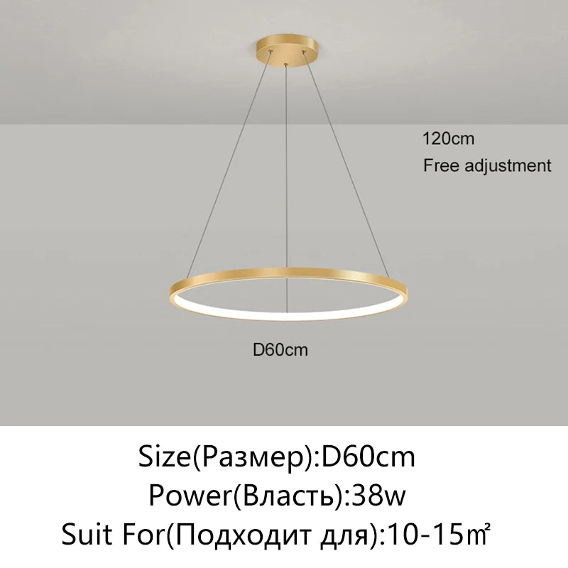 Suspension métal anneau design moderne