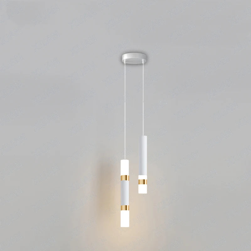 Suspension laiton doré cylindrique moderne