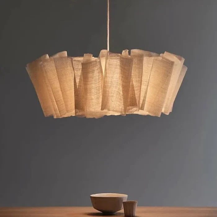 Suspension pliage tissu lin design bohème