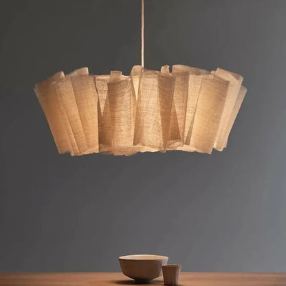 Suspension pliage tissu lin design bohème