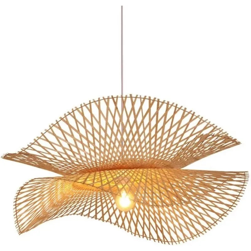 Suspension bambou ajourée double voile moderne