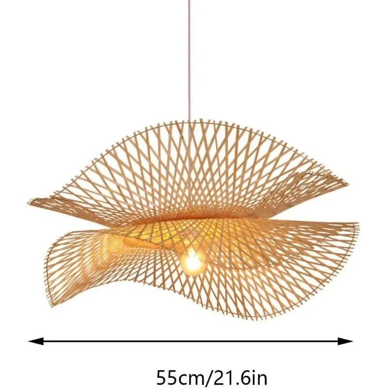 Suspension bambou ajourée double voile moderne