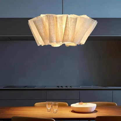 Suspension pliage tissu lin design bohème