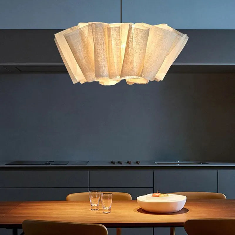 Suspension pliage tissu lin design bohème
