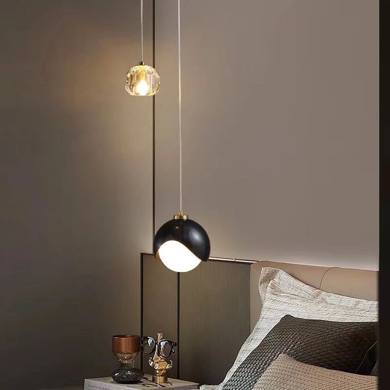 Suspension led double moderne cristal boule
