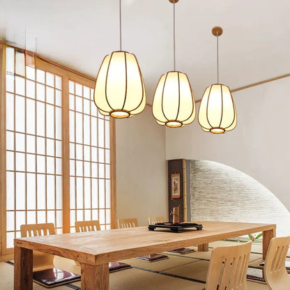 Suspension bambou allongée moderne design japonais
