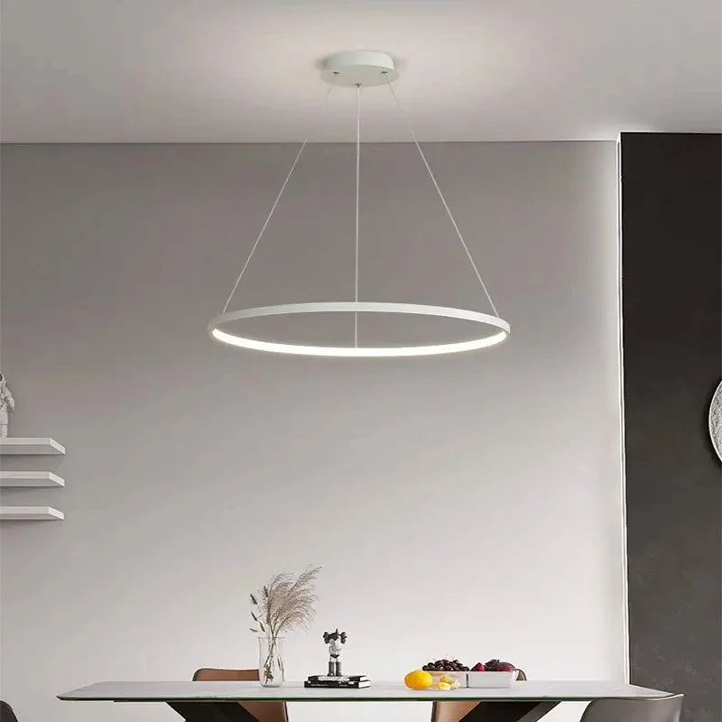 Suspension métal anneau design moderne