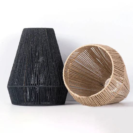 Suspension rotin design géométrique allongé scandinave