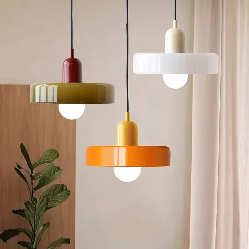 Suspension design rétro en verre fumé bicolore 7