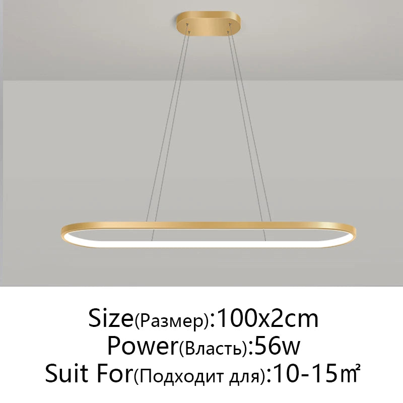 Suspension métal anneau ovale design moderne