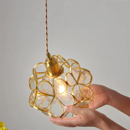 Suspension Globe de Fleurs en Verre Design Vintage